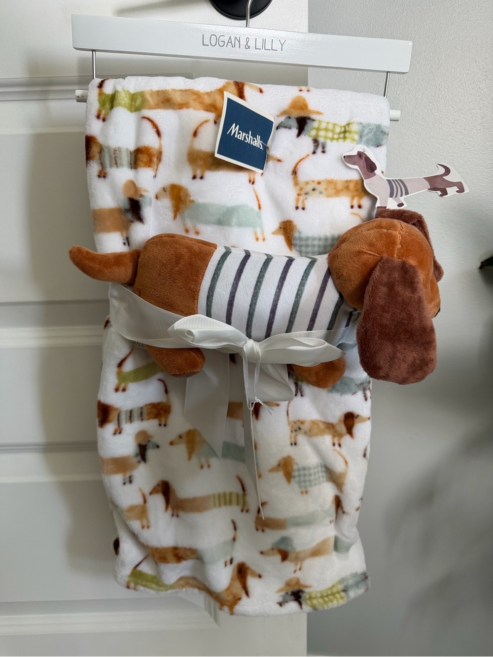 Plush Dachshund Baby Pet Blanket Set